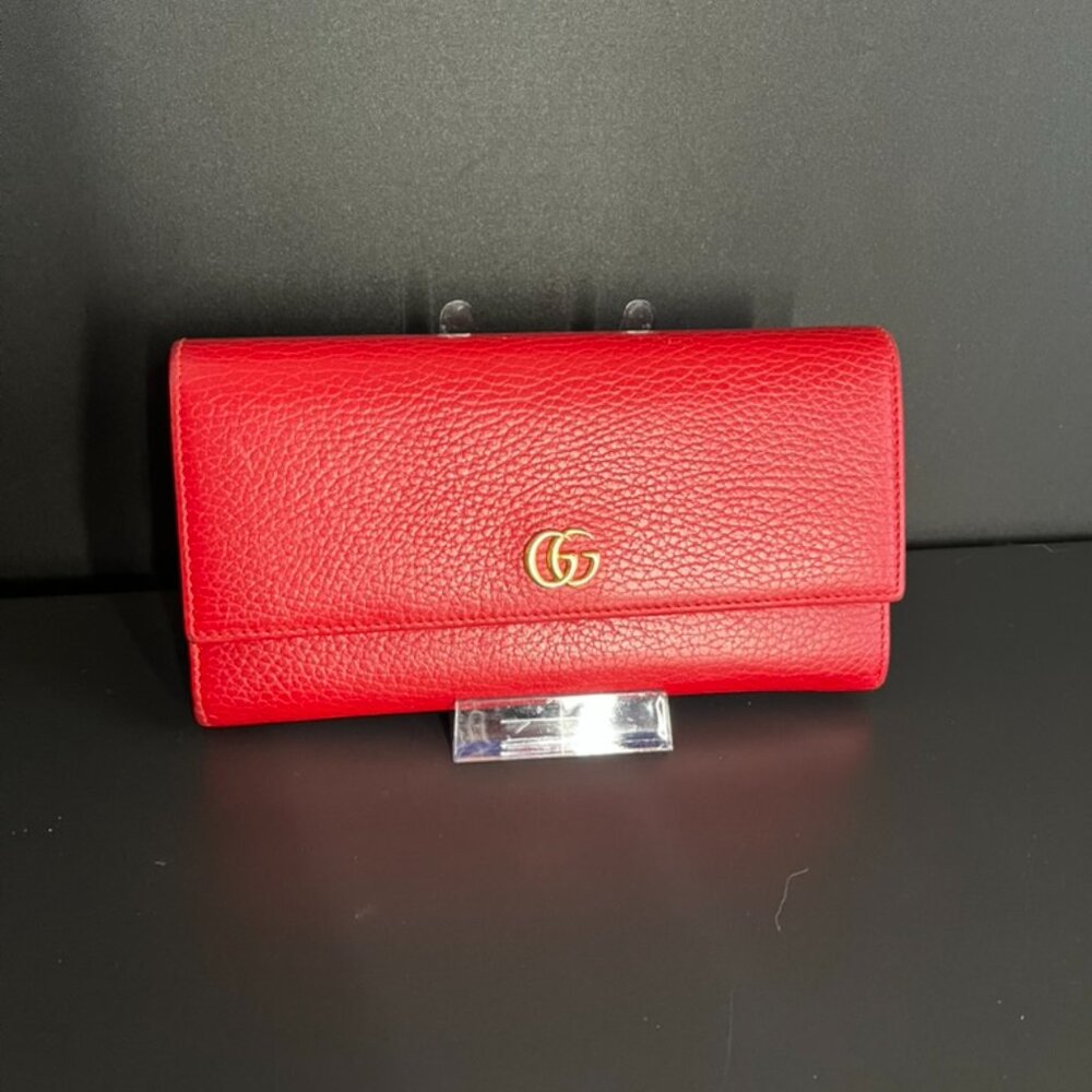 Gucci GG Marmont Continental Long Wallet Red Leather